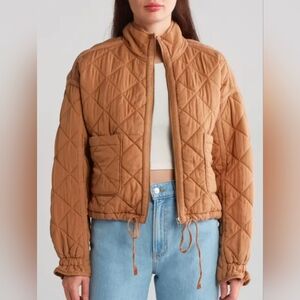 Blank NYC Camel Cropped Quilted Puffer Jacket